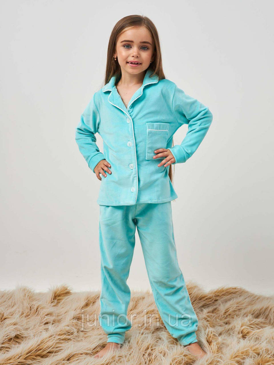 Детский домашний велюровый комплект пижама для девочки (116-140р), фото 1