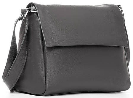 Сумка темно-сіра жіноча шкіряна з натуральної шкіри на плече один відділ з кишенями Alex Rai 6504, фото 1