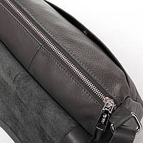 Сумка темно-сіра жіноча шкіряна з натуральної шкіри на плече один відділ з кишенями Alex Rai 6504, фото 5