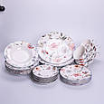 Столовий сервіз Fleur на 6 персон, порцеляновий набір посуду 30 предметів з тарілками та блюдцями, фото 2