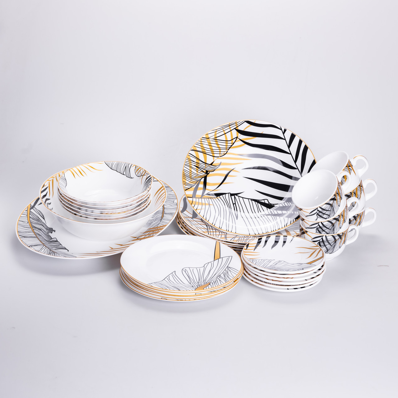 Столовий сервіз Palm  на 6 персон, посуд з порцеляни 32 предметів набір тарілок та блюд, фото 1