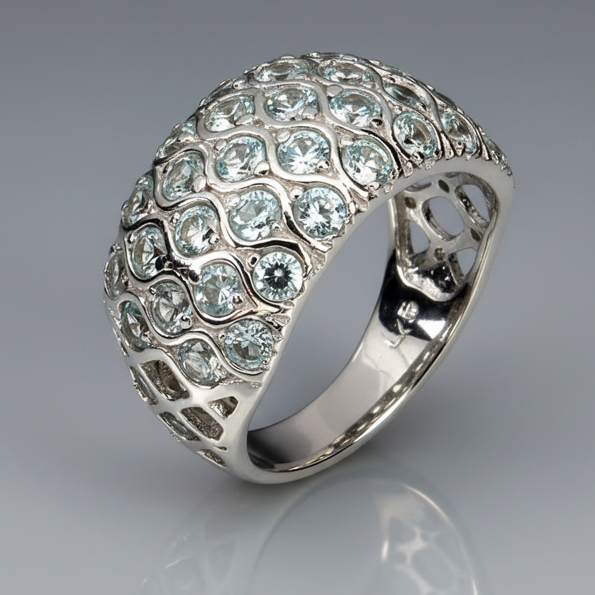 Аквамарин срібна каблучка, 0546ЛА, фото 1