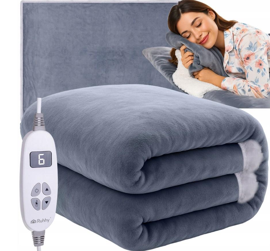 Електрична ковдра, нагрівальний килимок, м'який, товстий, подвійний, 180 x 130 см, 10 режимів Ruhhy 26225, фото 1
