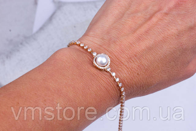 Браслет на руку позолота с жемчугом