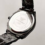 Чоловічий наручний годинник Armani (Армані) чорного кольору, металевий браслет, дата - код 2593b, фото 4