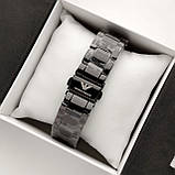 Чоловічий наручний годинник Armani (Армані) чорного кольору, металевий браслет, дата - код 2593b, фото 5