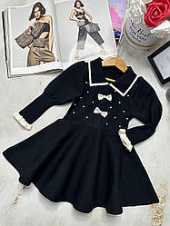 Сукня для дівчинки в'язана з бантиком Чорний 892, 48, XDY, Чорний, Дівчинка, Зима, 104