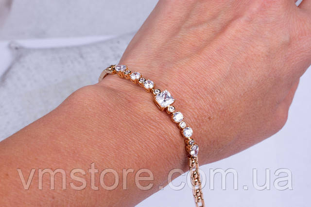 Браслет женский позолота с фианитами
