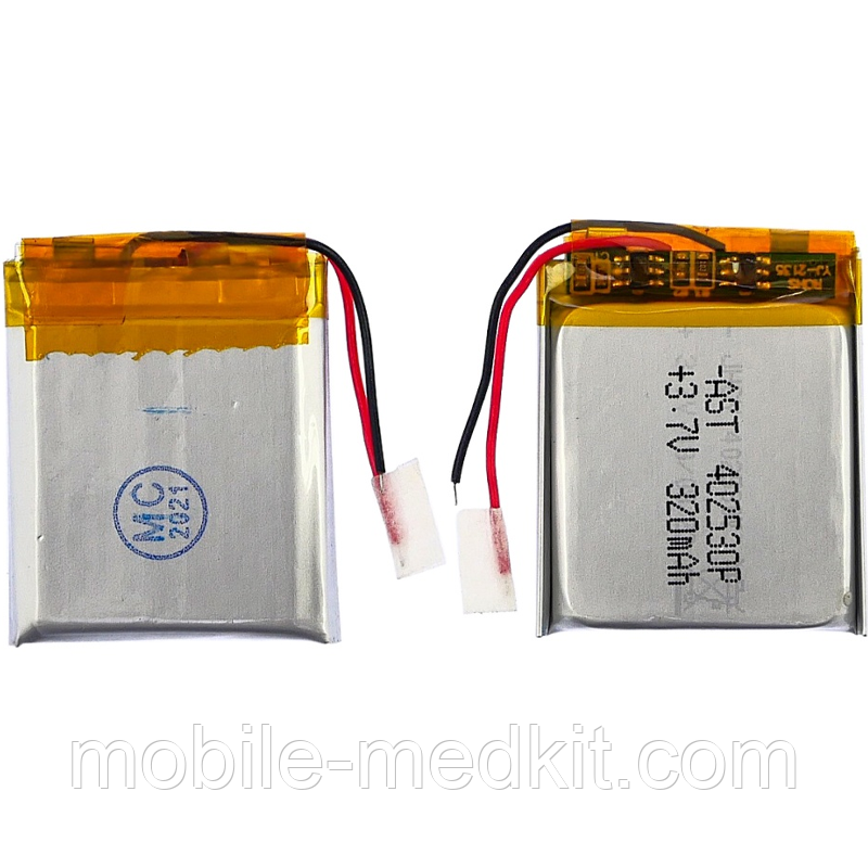 АКБ універсальна 402530P (32*25*4 320mAh 3,7V) для TWS навушників, кейсів навушників, смарт годинників та, фото 1