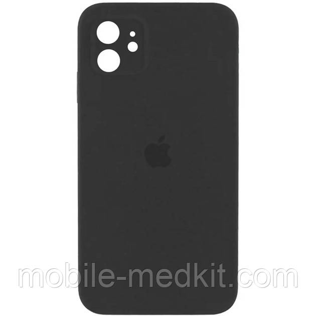 Silicone case for iPhone 11 (15) dark grey (квадратний) square side, фото 1