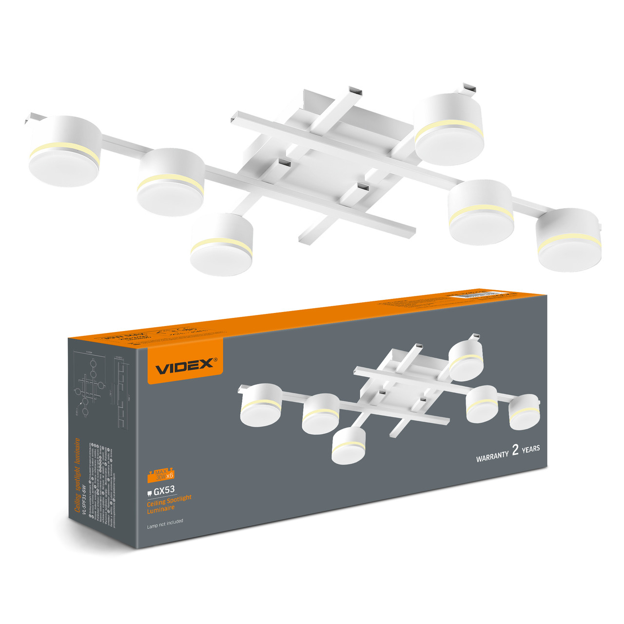 Світильник VIDEX під лампу 6xGX53 накладний Білий (VL-SPF31-6W), фото 1