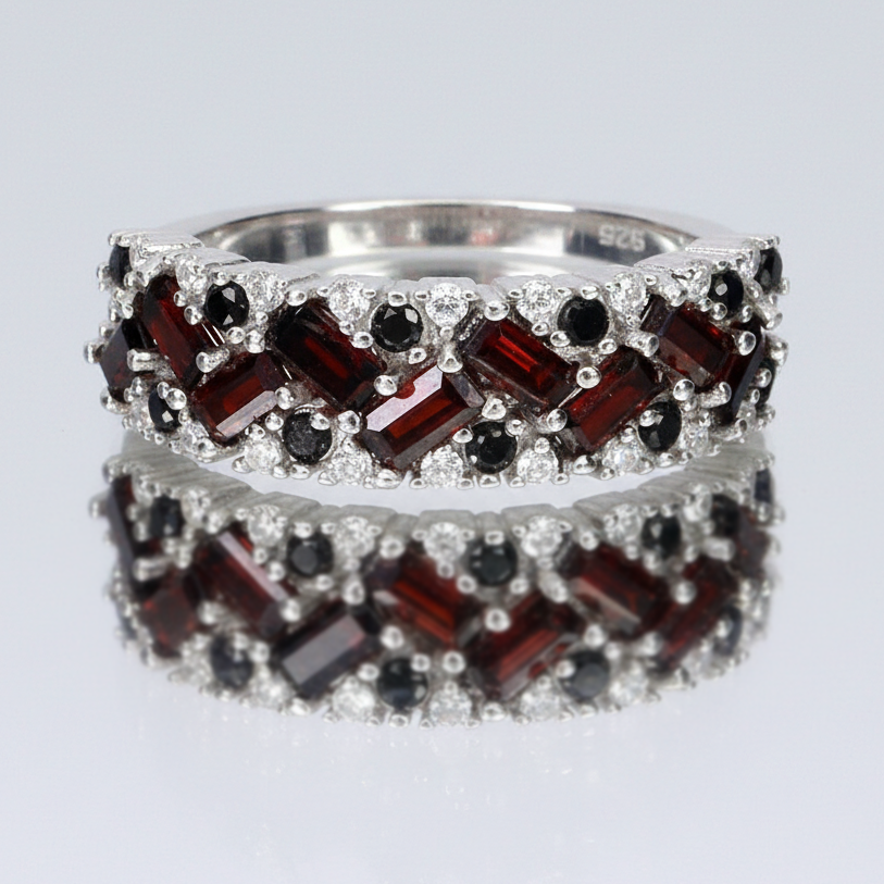 Гранат срібна каблучка, 0547ЛГ, фото 1