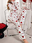 Жіночі піжами №D0446 Білий з рожевими серцями, фото 4