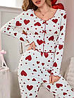 Жіночі піжами №D0446 Білий з рожевими серцями, фото 2