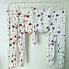 Жіночі піжами №D0446 Білий з рожевими серцями, фото 9