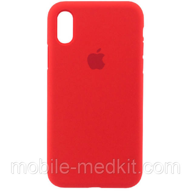 Silicone case for iPhone XR (14) red (закритий низ), фото 1