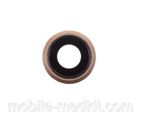 Скло камери iPhone 8/ iPhone SE 2020/ iPhone SE 2022 з рамкою gold, фото 1