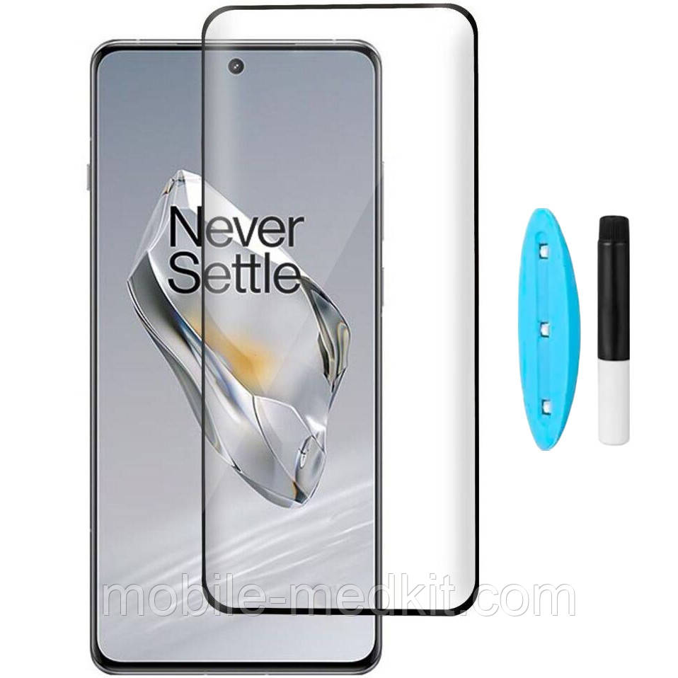 Скло ONEPLUS 12 (0.25 мм, 3D, прозоре) в комплекті з UV клеєм і лампою, фото 1
