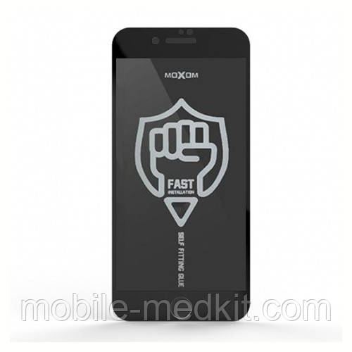 Скло iPhone 7 Plus/ 8 Plus 5.5 MOXOM FS чорне, фото 1