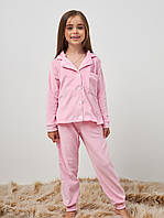 Дитяча домашня велюрова рожева піжама для дівчинки (116-140р)