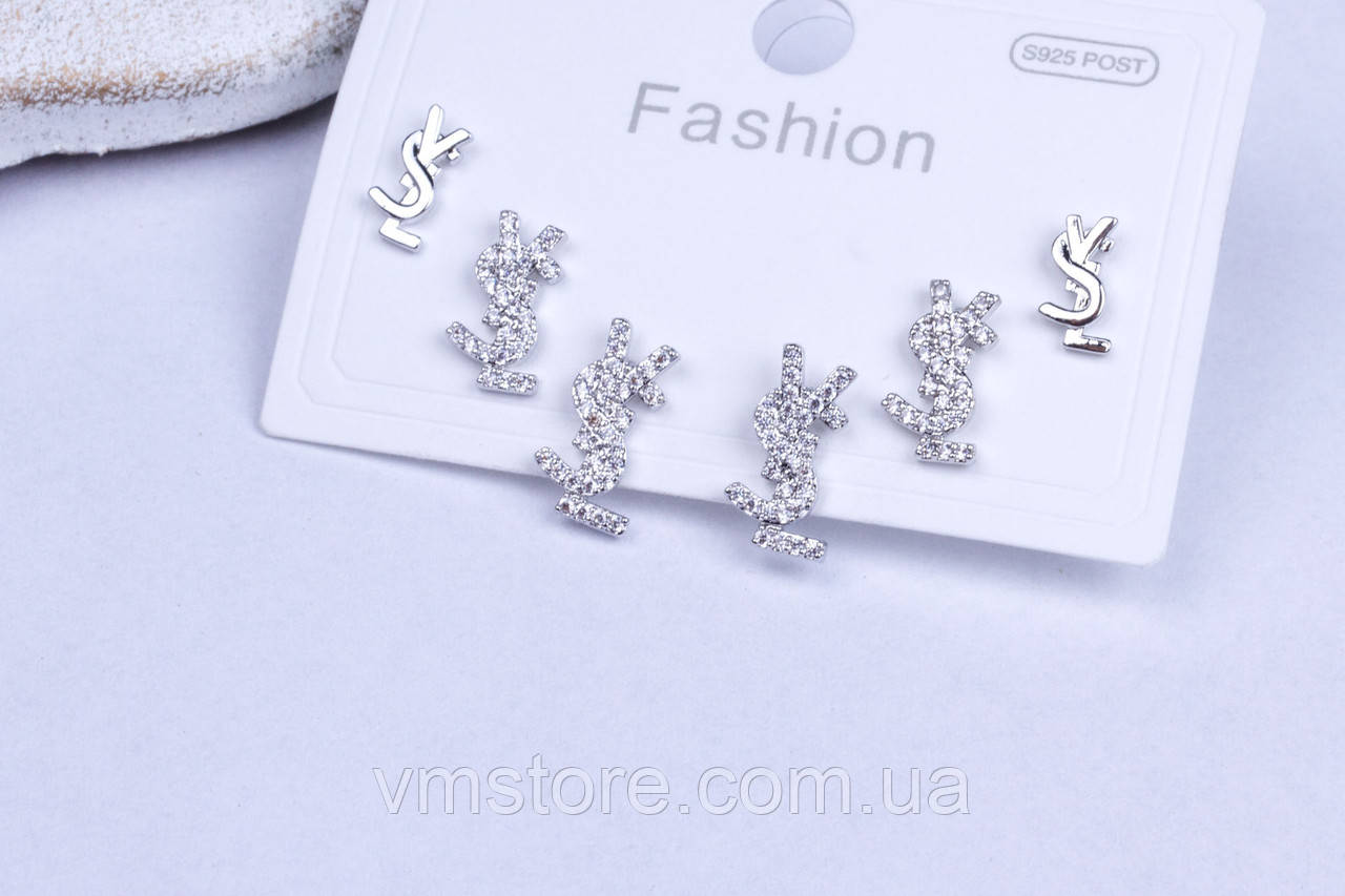 Набір жіночих сережок гвоздики, 3 пари, джерель, фото 1