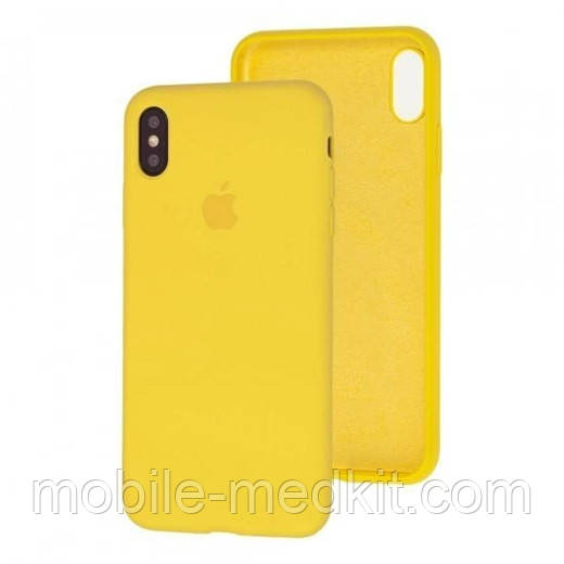 Silicone case for iPhone X/ XS (50) canary yellow (закритий низ), фото 1
