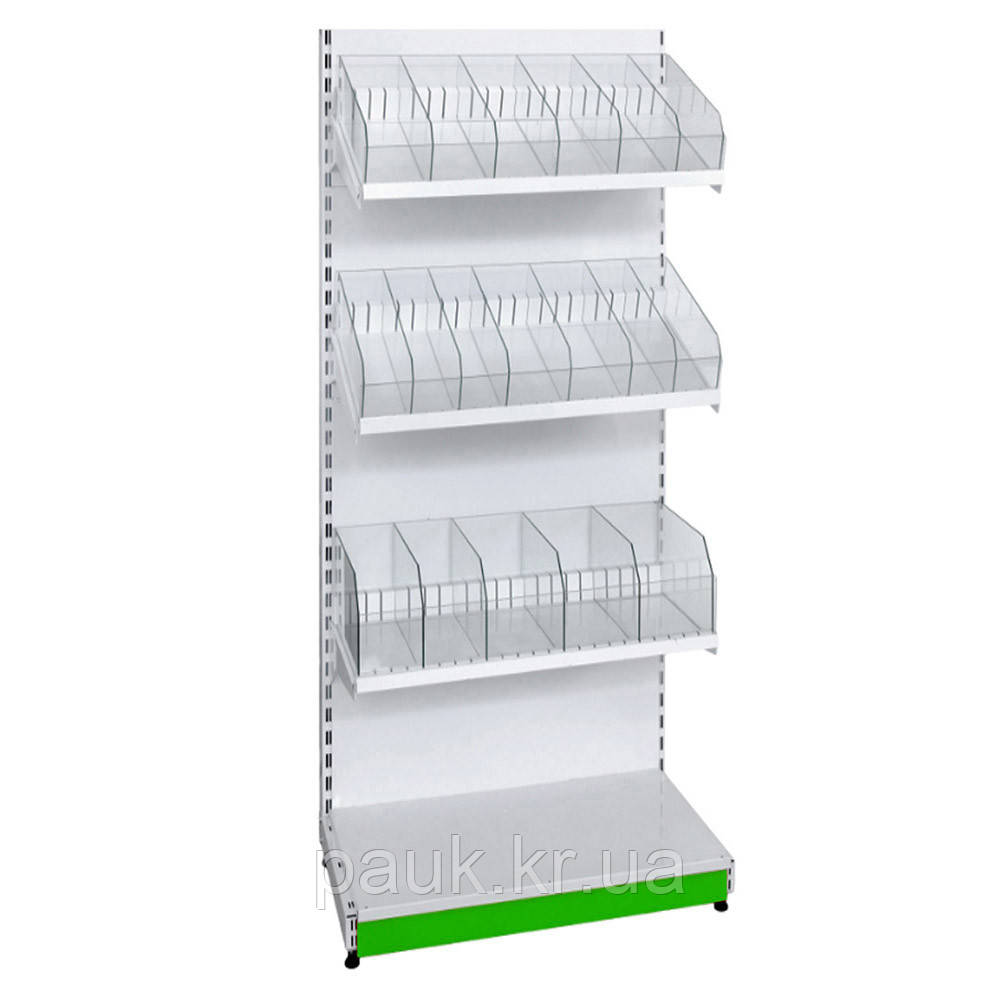 Кондитерський стелаж 1600*600 мм ТИП 11, стелаж приставний торговий, стелаж торговий зі скляними відділами, стелаж для кондитерки, фото 1