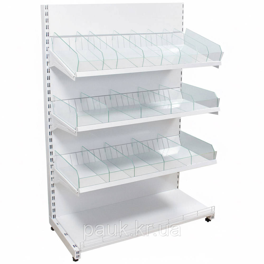 Кондитерський стелаж 1600*1200 мм ТИП 11, стелаж приставний торговий, стелаж торговий зі скляними відділами, стелаж для кондитерки, фото 1