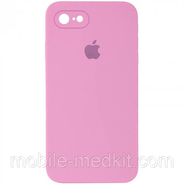 Silicone case for iPhone 7/ 8/ SE 2020 ( 6) light pink (квадратний) square side, фото 1