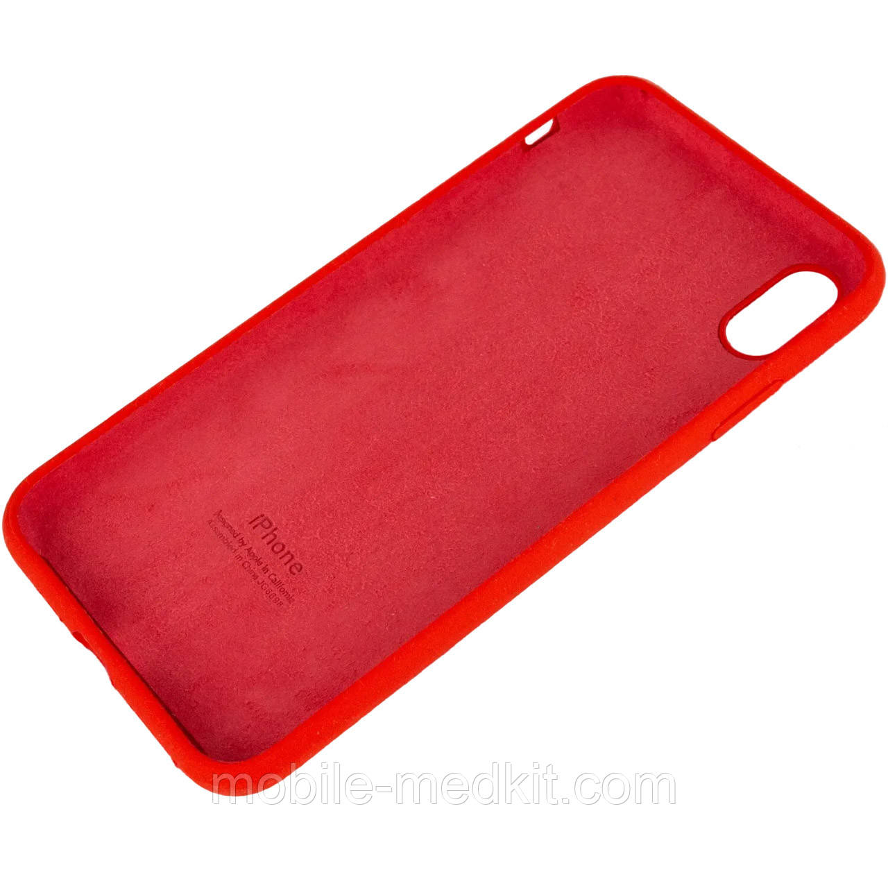 Silicone case for iPhone X/ XS (14) red (закритий низ), фото 1