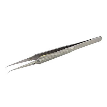 Пінцет вигнутий у футлярі AIDA AD- 116- 15, титановий з рифленими ручками