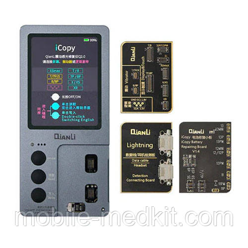 Програматор QianLi iCopy Plus 2.2 з батареєю, комплект плат для АКБ (від iPhone 5SE- 13 Pro Max)/ True Tone, фото 1