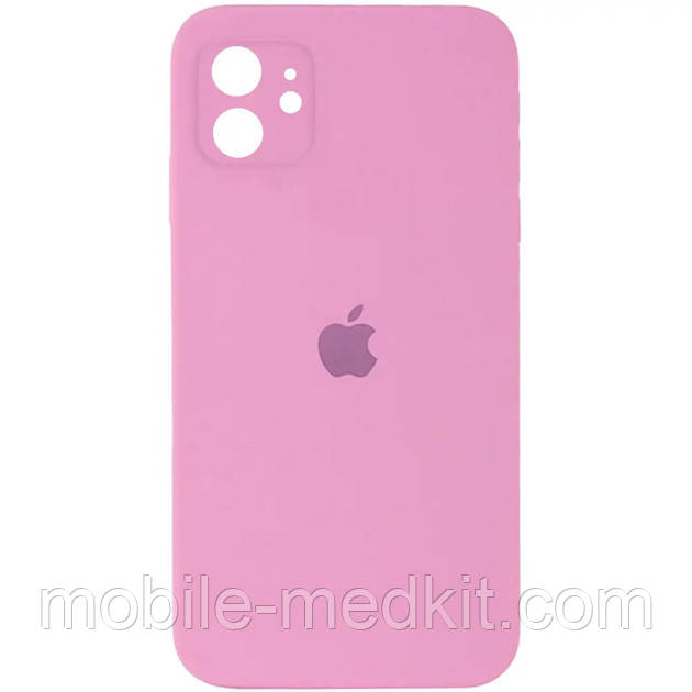 Silicone case for iPhone 11 ( 6) light pink (квадратний) square side, фото 1