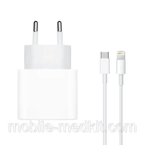 МЗП Apple 20W Type- C + PD кабель Type- C to Lightning, білий, фото 1
