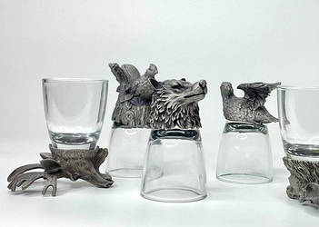 Мисливські набори чарок зі скла та металу