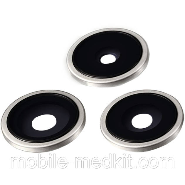 Скло камери iPhone 15 Pro з рамкою white titanium (комплект 3шт), фото 1