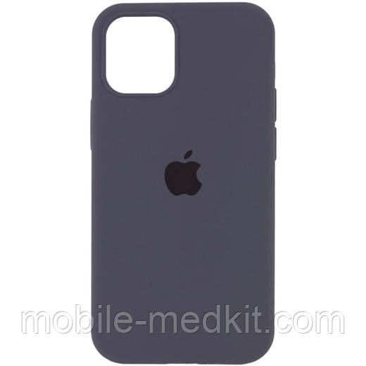 Silicone case for iPhone 15 Plus (15) dark grey (закритий низ), фото 1