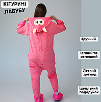 Пижама кигуруми женская Лабубу розовая детская теплая плюшевая пижама для девочки Labubu