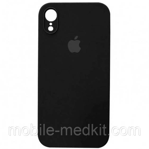 Silicone case for iPhone XR (18) black (квадратний) square side, фото 1