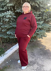 Флісовий костюм великого розміру бордовий трьохнитка не кашлатиться