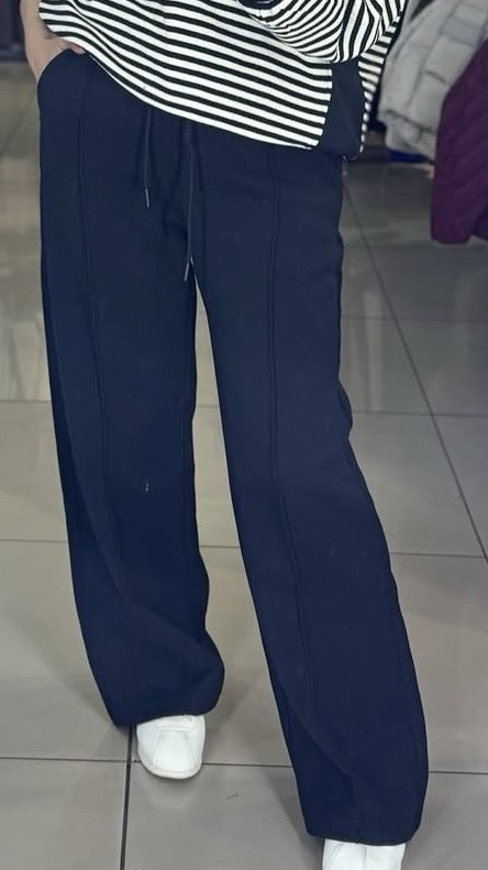 Чорні штани у рубчик жіночі широкі розмір 48-52