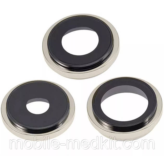 Скло камери iPhone 15 Pro з рамкою natural titanium (комплект 3шт), фото 1