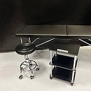 Стартовий набір косметолога "Економ" чорний: Кушетка косметологічна , Стілець без спинки, Етажерка для майстра, фото 2