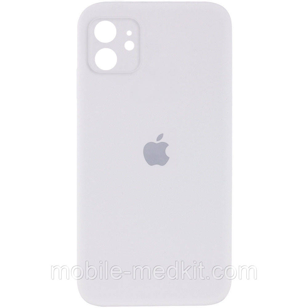 Silicone case for iPhone 11 ( 9) White (квадратний) square side, фото 1