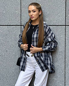 Жіноча сорочка в клітинку Синій/Білий