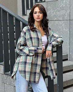 Жіноча сорочка в клітинку Синій/Зелений