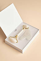 Роликовий масажер та скребок Гуаша Білий кварц(Набір)