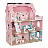 Великий дерев’яний ляльковий будиночок Kruzzel 26364 з меблями та LED-підсвіткою, 3 поверхи, 5 кімнат, фото 4