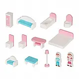 Великий дерев’яний ляльковий будиночок Kruzzel 26364 з меблями та LED-підсвіткою, 3 поверхи, 5 кімнат, фото 6