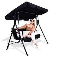 Садова гойдалка з навісом та матрацом, 3-місна, 2 подушки в подарунок, для дачі саду відпочинку, фото 4